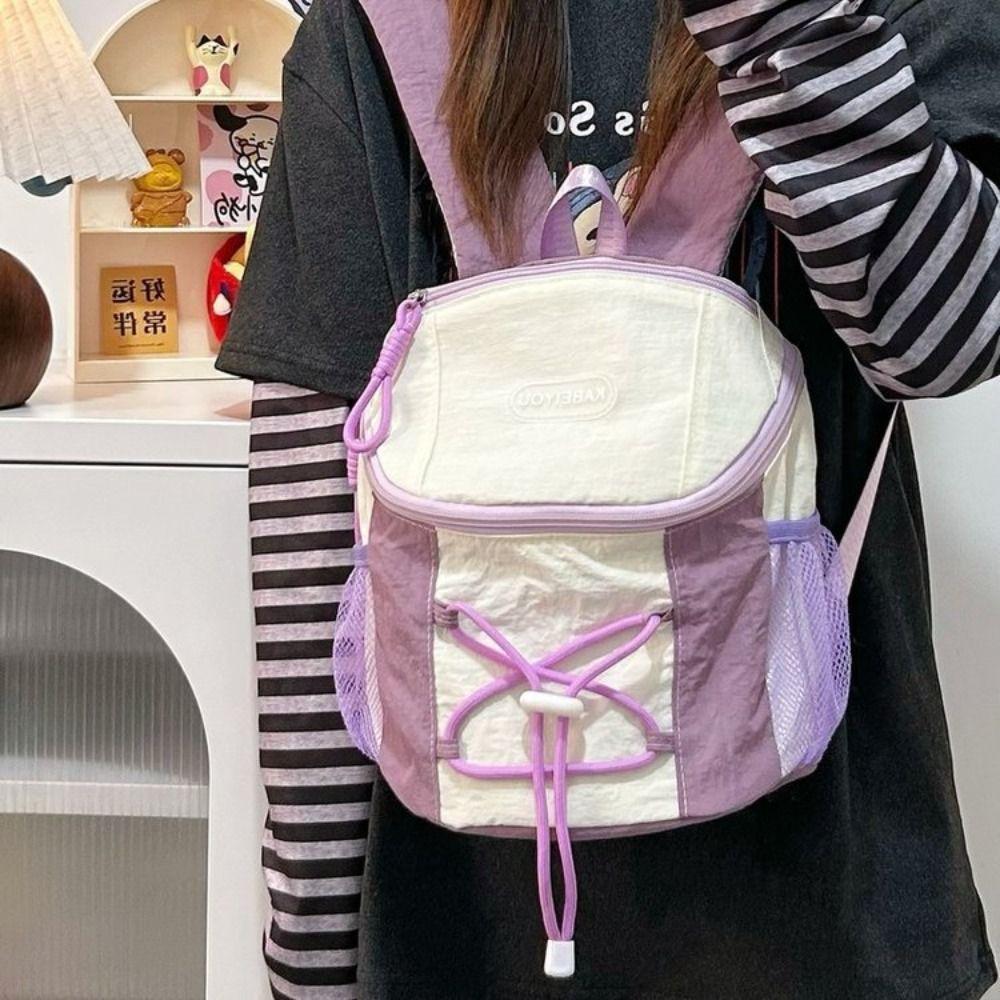 Contrast Color Drawstring Backpack Y2k Casual Travel Bag Vintage Women  Harajuku Backpack  Hiking