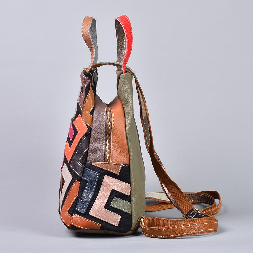 Retro Top-grain Cowhide Backpack School-style Casual Genuine Leather Women's Bag