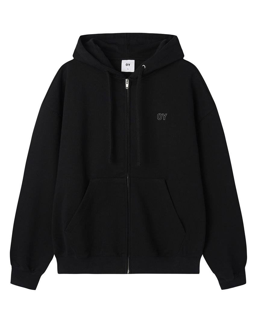 Openyard(Oy) Stripe Patch Hoodie Zip Up - Black