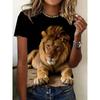 Fashion Women's Crew Neck Short Sleeve 3D Animal Color Printing Animal Short Sleeve Crew Neck T-Shirt