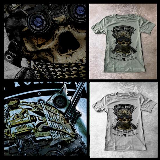 Special Forces Military Special Ops Combat Ready Skull and NVG S-2XL Unisex T-Shirt S