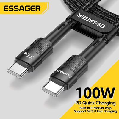Essager 100 Вт C до C Type C Кабель USB C PD Швидка зарядка Зарядний пристрій Дротовий шнур для Macbook Samsung Xiaomi Тип C USB C Кабель
