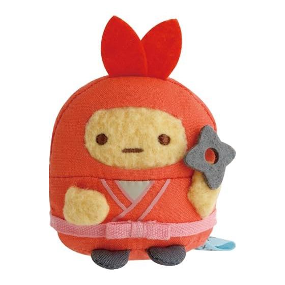 San-X Sumikko Gurashi Ninja Tenori Plushie Ebi Fry no Shippo (Fried Shrimp Tail) - Mini Ninja Outfit