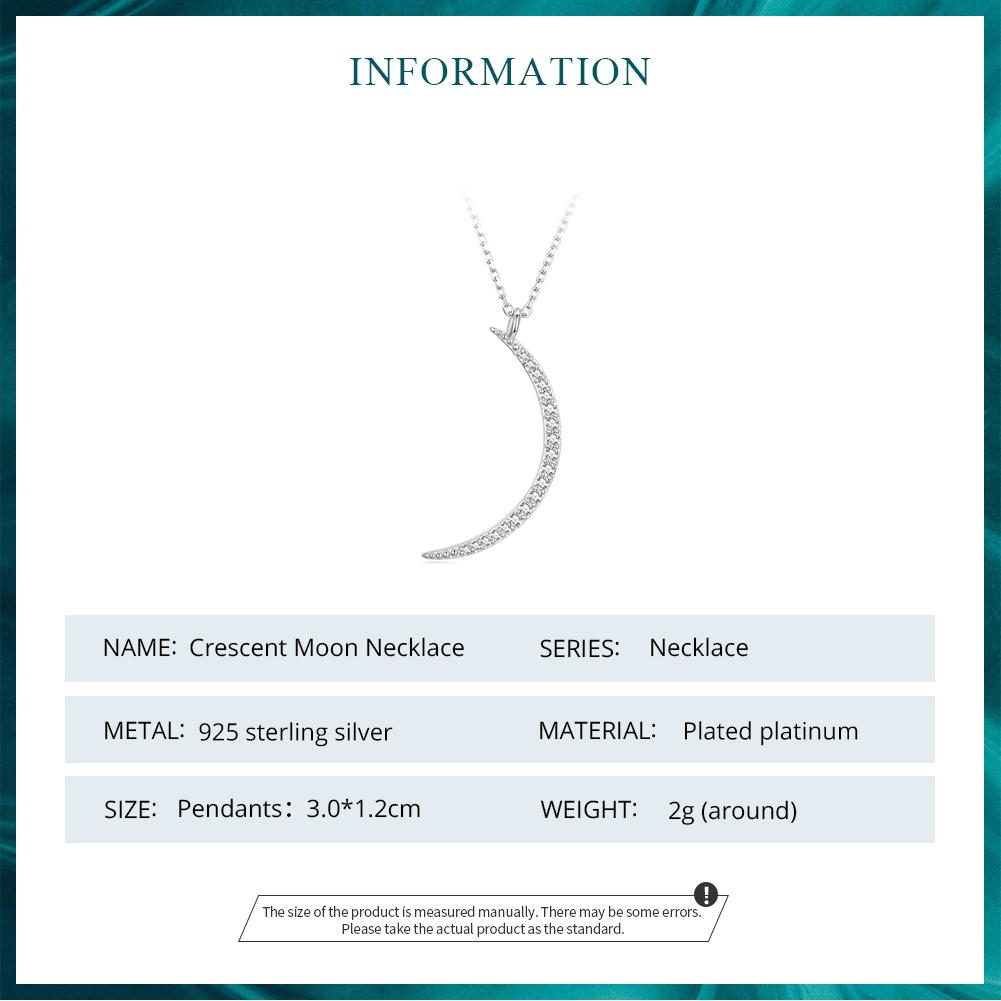 Colier cu pandantiv cu semilună din argint S925 pentru femei, cadou de ziua de naștere, setare pavaj CZ, bijuterii fine rafinate