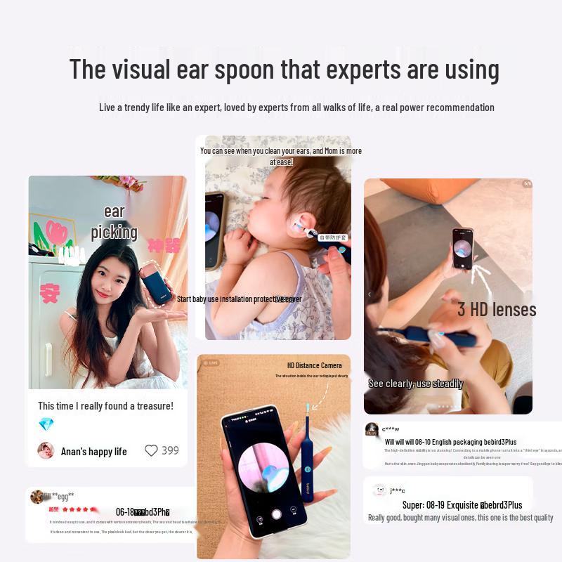 BEBIRD Hummingbird Visual Ear Spoon with Flexible Tweezers