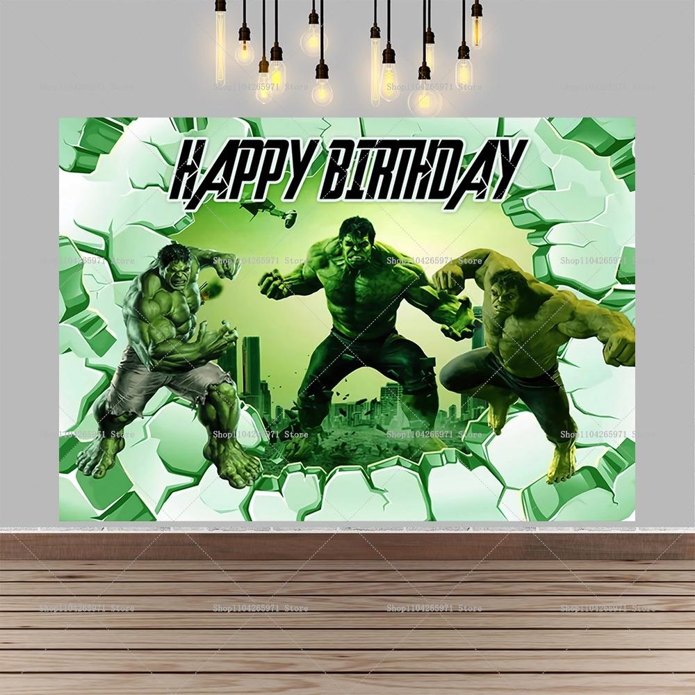 Fondo de foto de Hulk, superhéroe, gigante de dibujos animados verde, decoraciones para fiesta de cumpleaños infantil, artículos para baby shower.