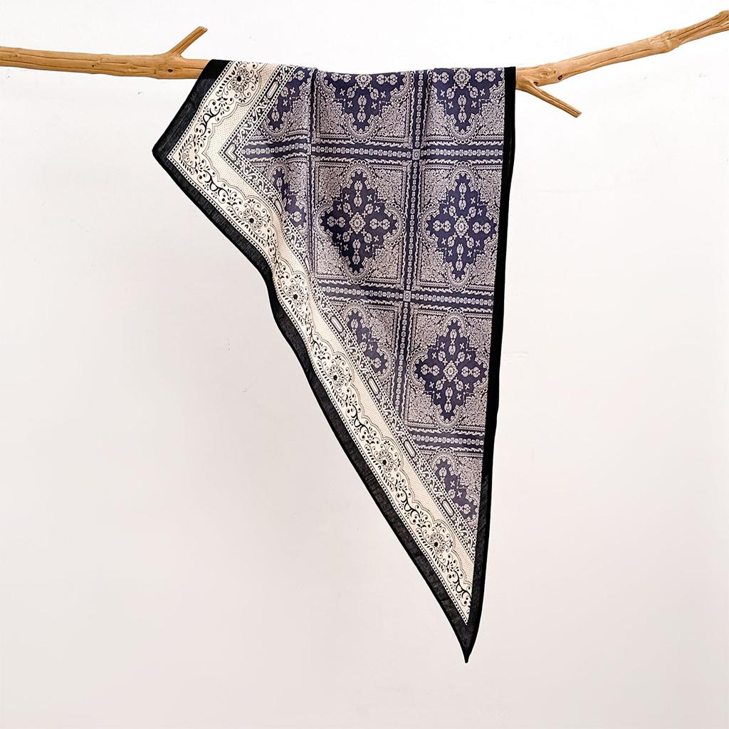 Retro Cotton and Linen Feel Triangular Silk Scarf Women's Four-season Versatile Neck Protection Scarf Headscarf Commuting Accessories Scarf