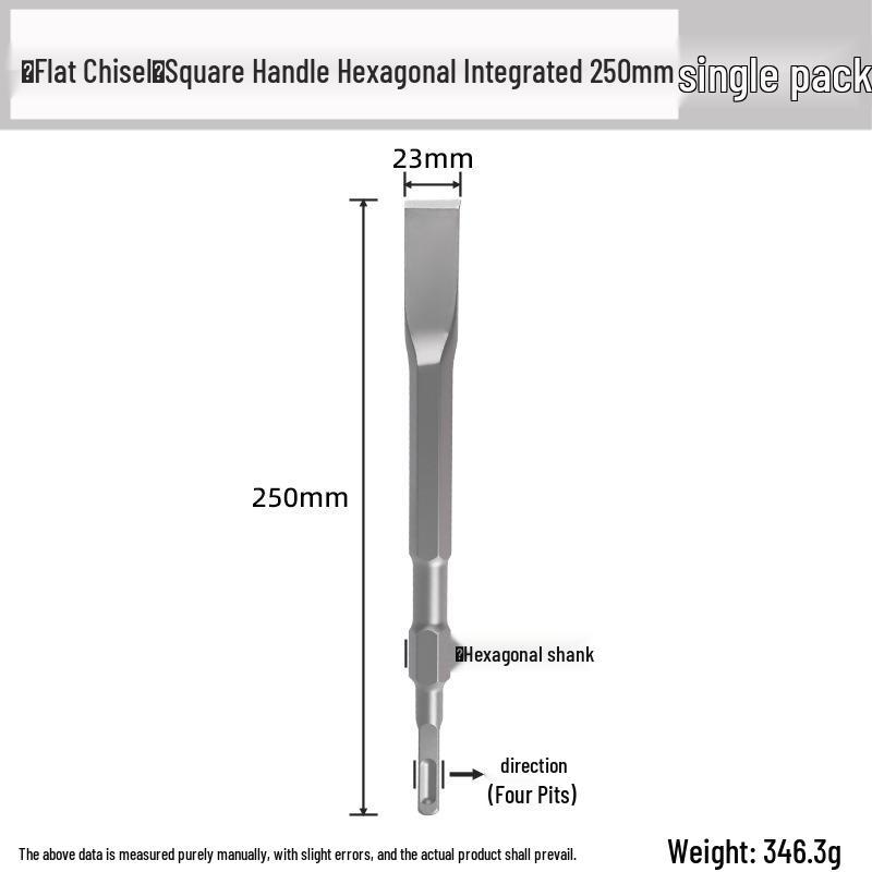 Square Multi-Purpose Chisel Set for Brick and Concrete: Electric Hammer, Pickaxe, Drill Bit, Pointed & Flat Chisels.