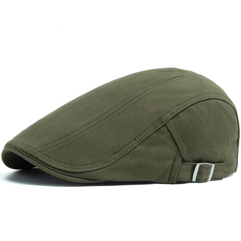 Solid Color Casual Men's Beret Summer Cotton Soft Top Sun Hat British Vintage Newsboy Hat