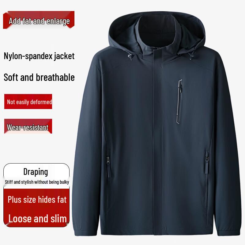 Men's Plus Size Stand Collar Jacket with Detachable Hood