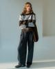 Pokeopeiseu (W) Block Round Neck Kint Blue/Brown