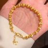 Laser Brushed Gold Color Bead Bracelet Ancient Lucky Bracelet Women'S  Jewelry
