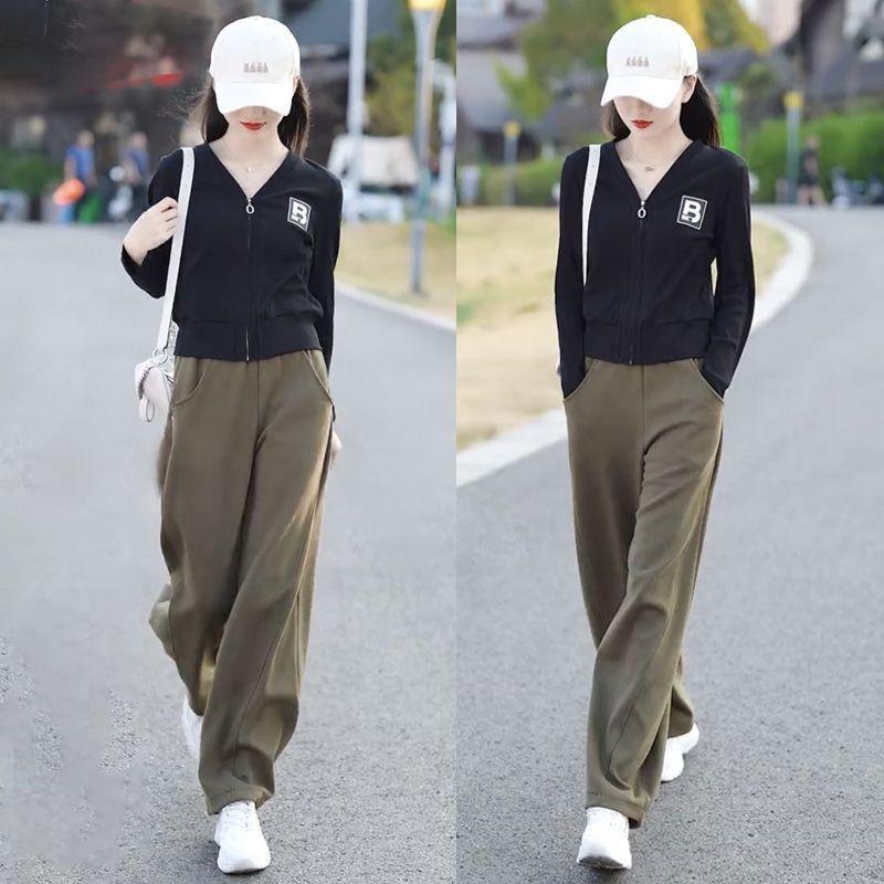 Fashionable and Lazy Style Suit for Women's Short Top Casual Draped Straight Sportswear