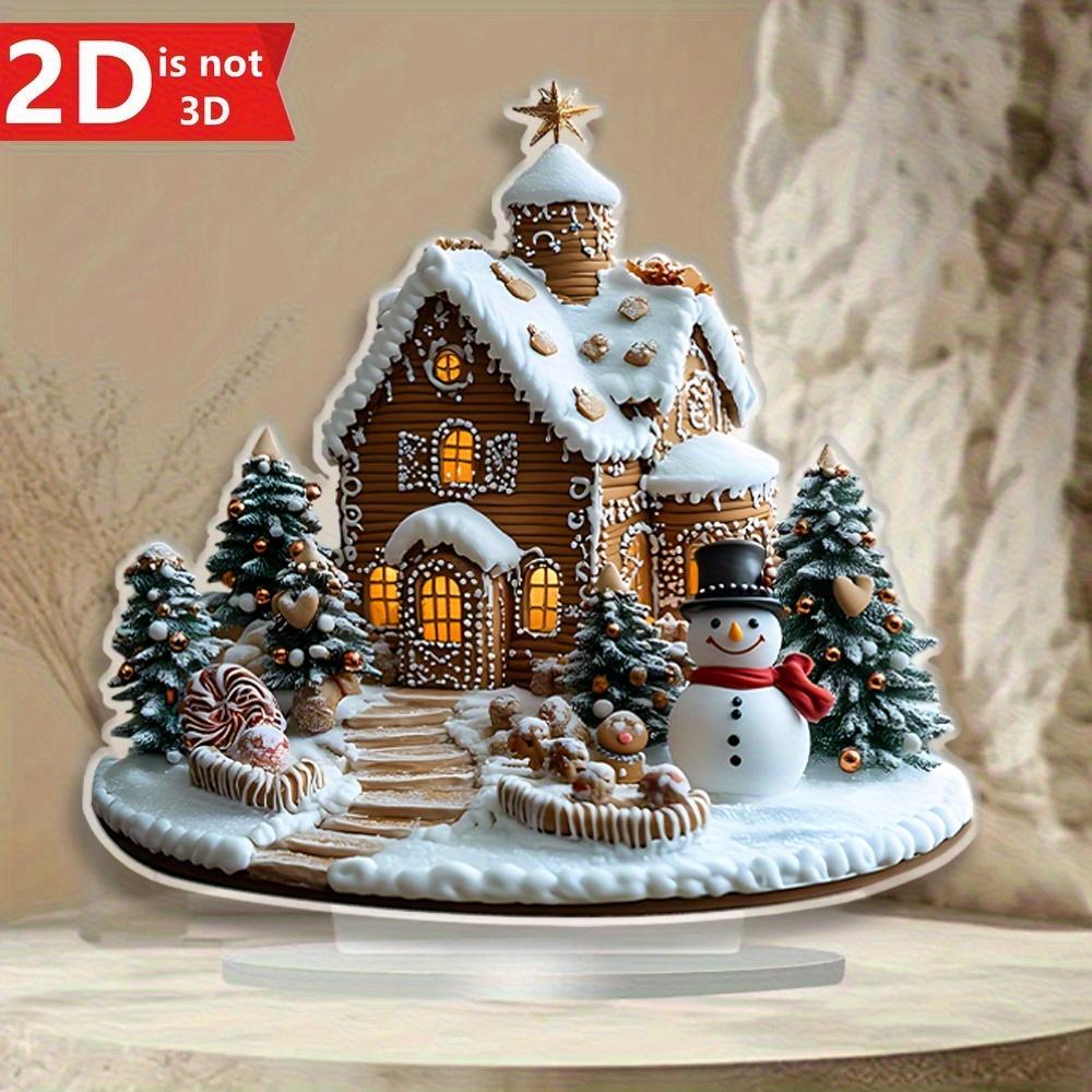 

2D Bohemian gingerbread house tabletop decor for home, office, and café displays. A versatile holiday piece.