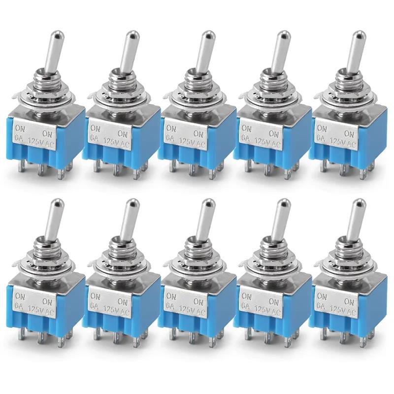 10PCS ON-OFF-ON / ON-ON Miniature Toggle Switches Mini MTS-102 103 202 203 Power Button Switch 3pin 6pin