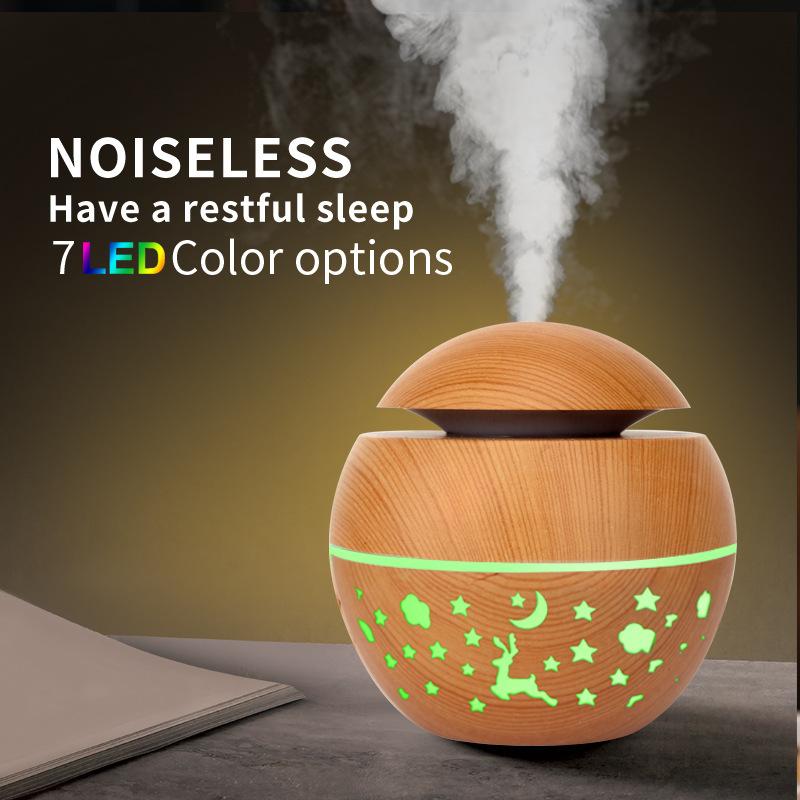 Domácí čistička vzduchu do ložnice s houbovou hlavou, USB stolní nebulizér, dřevěná textura, personalizovaný aromaterapeutický přístroj, zvlhčovač vzduchu