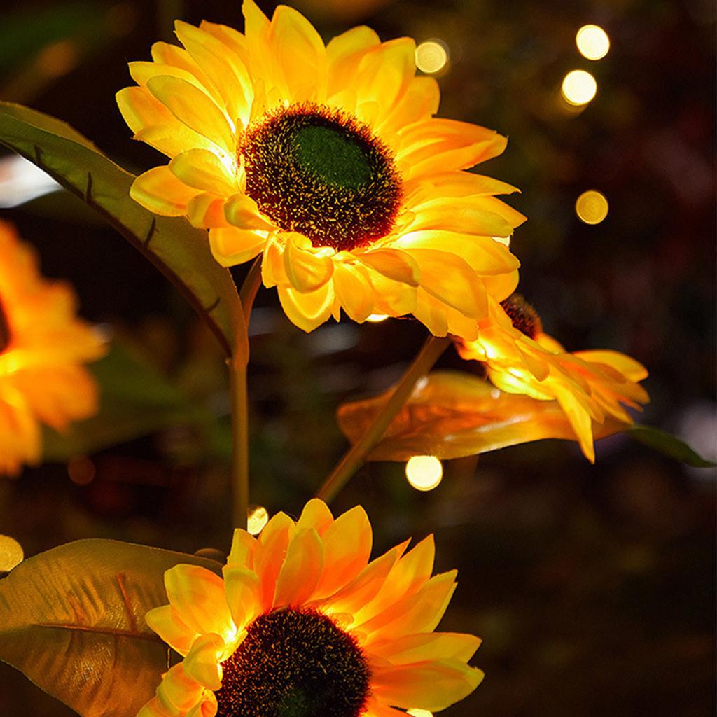 Solar Powered Sunflower Garden Lights Bright Sunflower LED Outdoor Decorative Post Lights Suitable For Yard, Terrace, IP65 , Great Gardening Gift