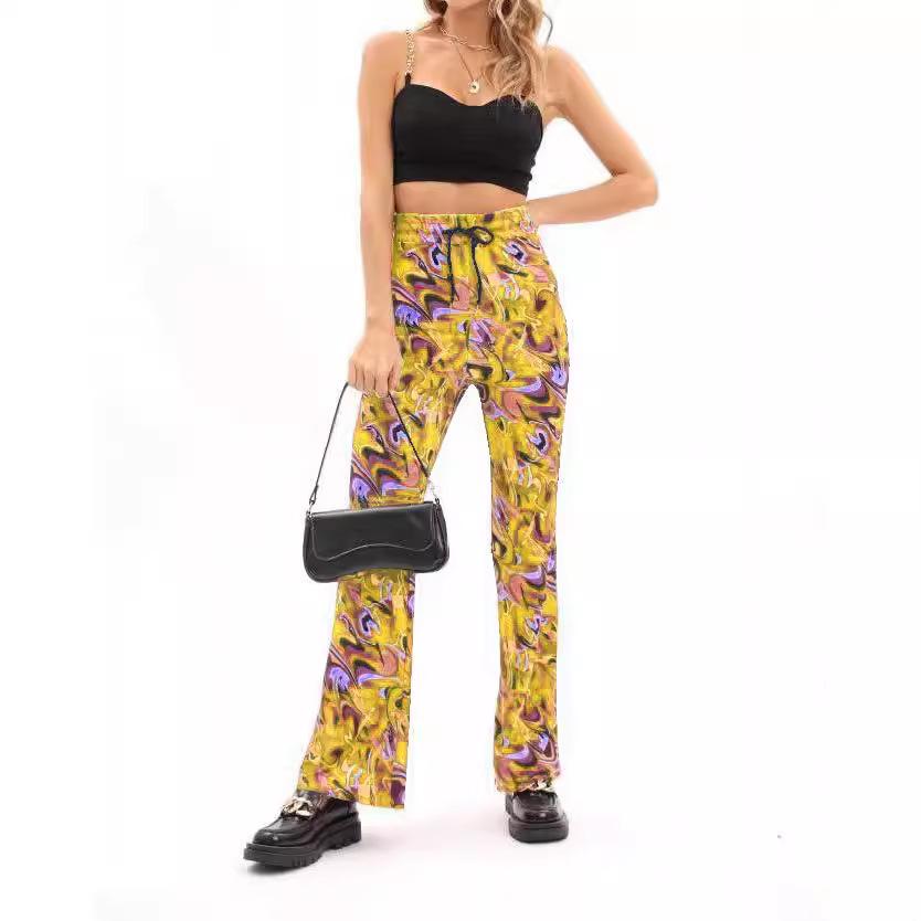 

Women s Pants Slim High Waist Lace-up Trousers XXL жовтий