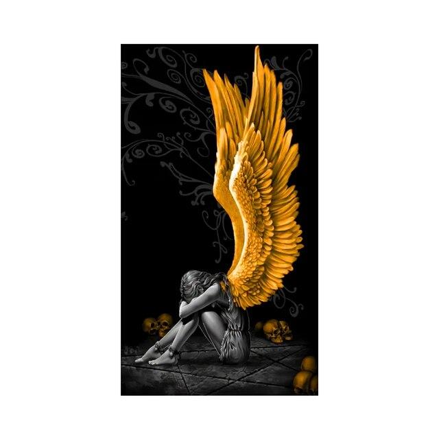 Devil and Angel Canvas Paintings Gray Character Wings Skull Posters and Prints Wall Art Pictures for Living Room Home Decoration No Frame