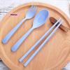 Portable Wheat Straw Tableware Set - Fork Spoons Chopsticks Plastic Eco-Friendly Disposable Dinnerware for Picnics Outdoor Use