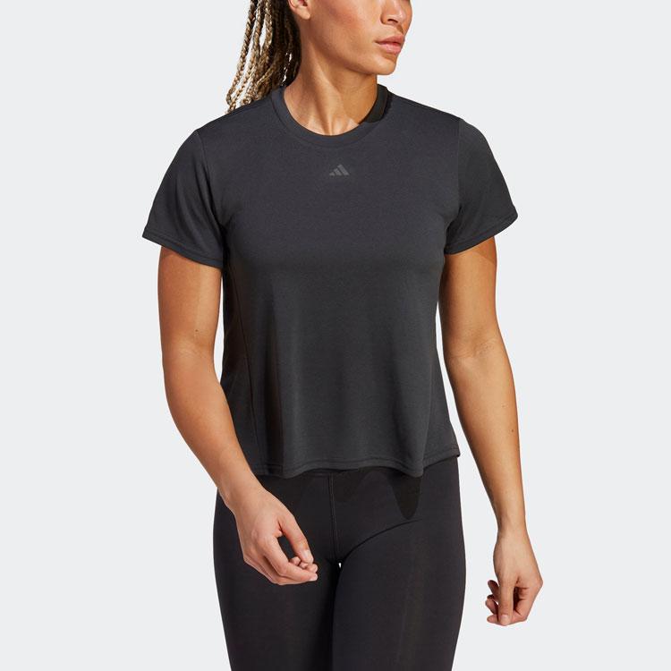 Adidas Hiit Heat.Rdy Sweat-Conceal Solid Logo Round Neck Short Sleeve T-Shirt Women Tops Black II3244