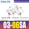 Throttle Speed Control Valve with AS1201F-M5-04A Pneumatic PU Air Hose Connector, Models AS2201F-01-2-06SA/08SA.