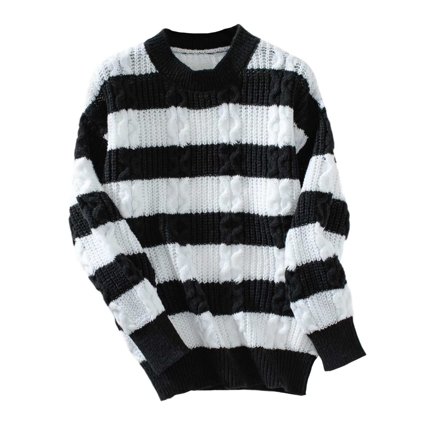 Женский повседневный модный вязаный свитер с длинными рукавами L чёрный — фото 7