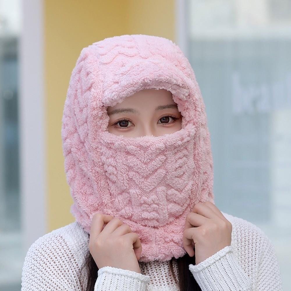 

Solid Color Winter Pullover Cap Polyester Ski Windproof Cap Warm Wrap Head Hat Autumn рожевий