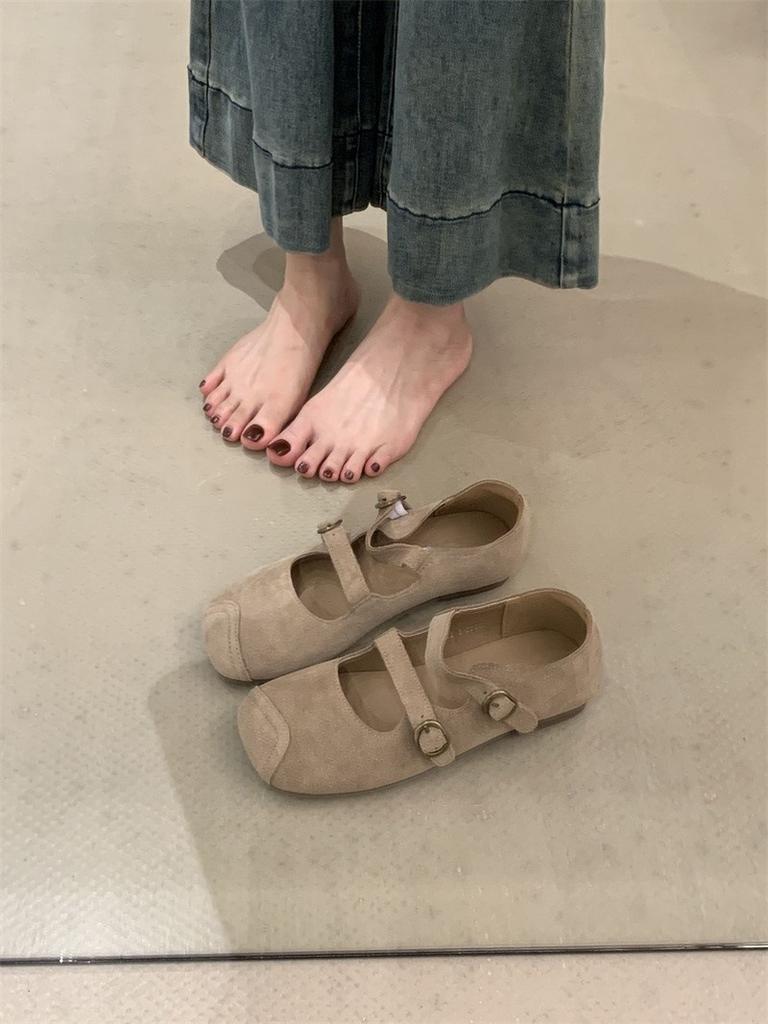Vintage matte word with ugly cute Mary Jane shoes late evening breeze flat ballet shoes
