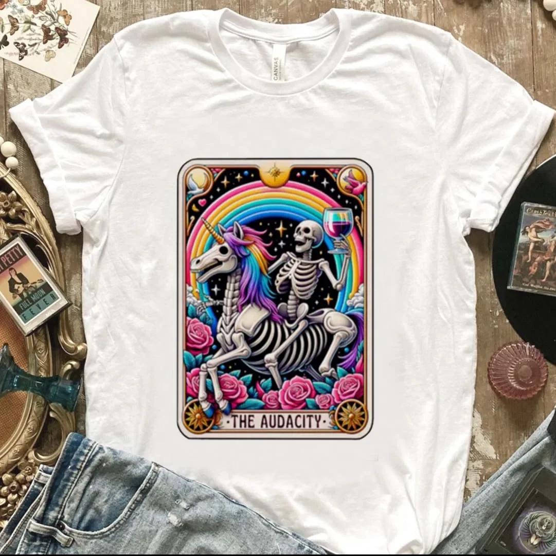 

The Audacity Funny Tarot Cards Graphic TShirt Vintage Fashion Womens Cute Aesthetic Casual Printed Tee Hipsters Witch Shirt S