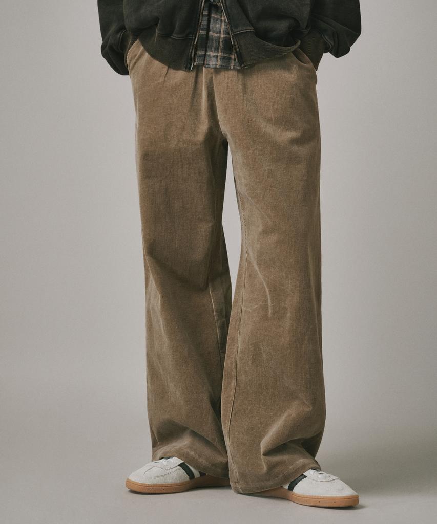 Beodeonteu Basic Wide Corduroy Elastic Pants [Timber]