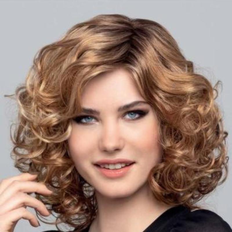 

Новые модные женские короткие вьющиеся волосы с косой челкой парик голова