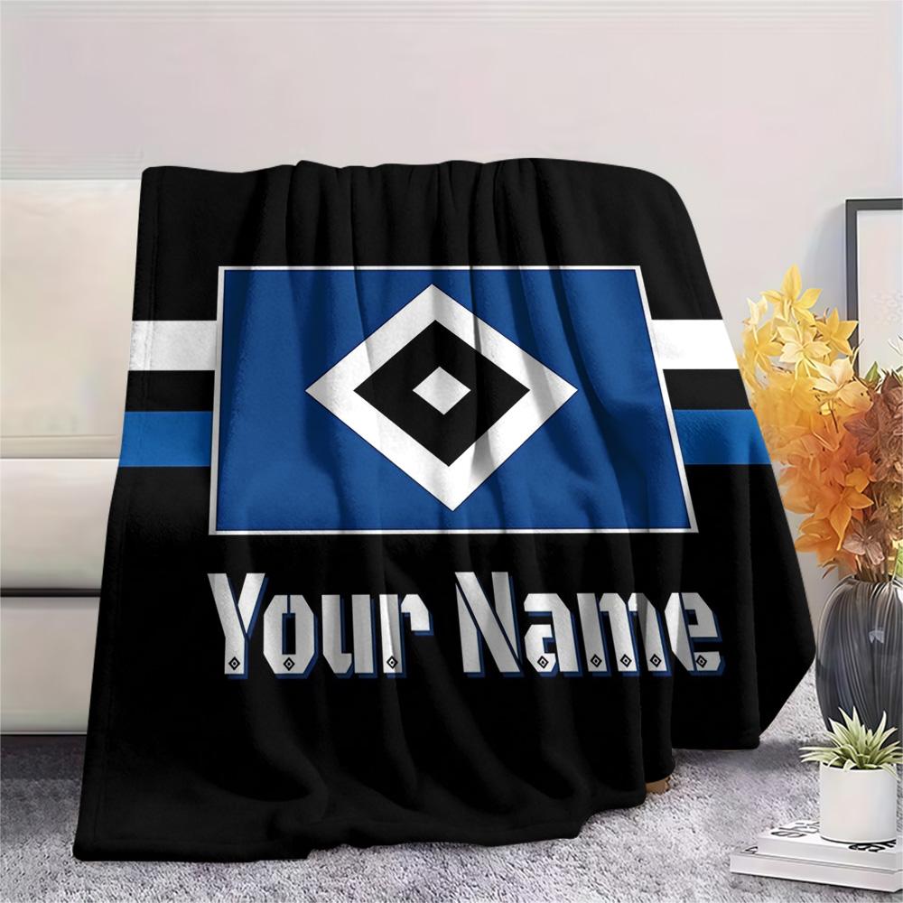1PC Blue Diamond Emblem Custom Name Patterned Flannel Blanket Suitable For All Seasons For Home Decor Warmth And Comfort Gifts Holiday Present