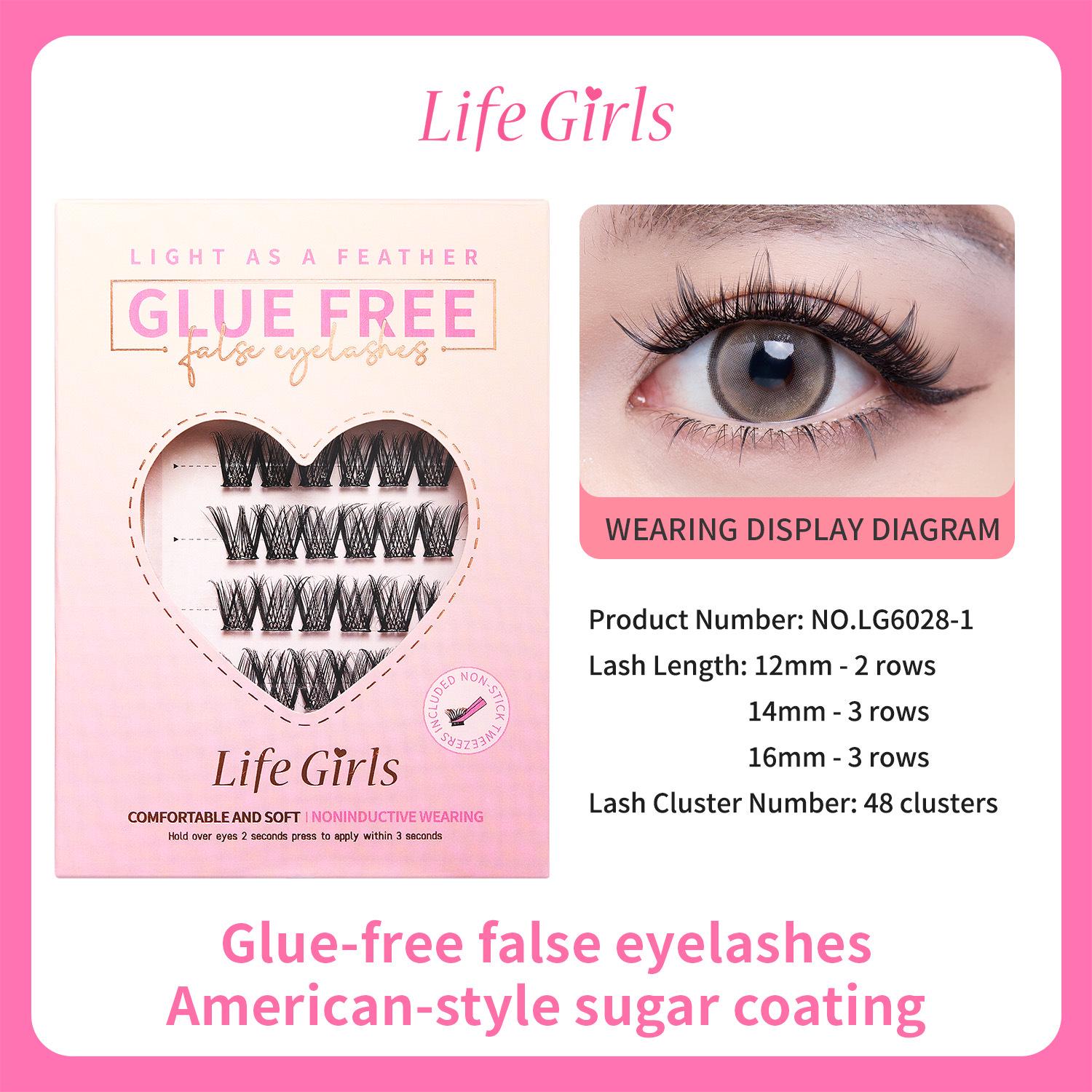 

Natural Long Single Cluster Eyelashes - Thick, Soft, Comfortable Adhesive-free Lashes for Beauty Makeup
