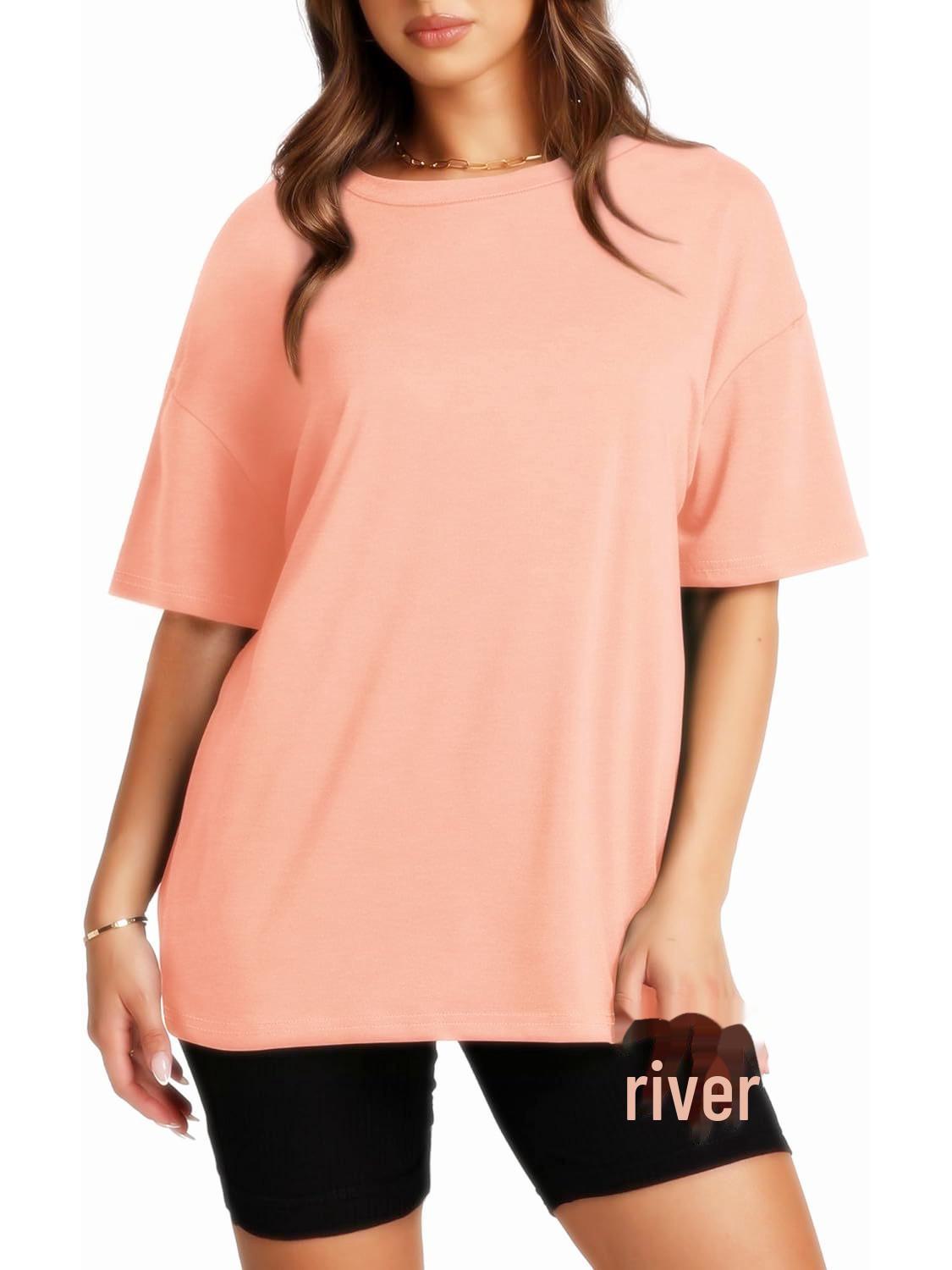 

Нова європейська та американська вільна однотонна футболка 2024 року 3XL рожевий