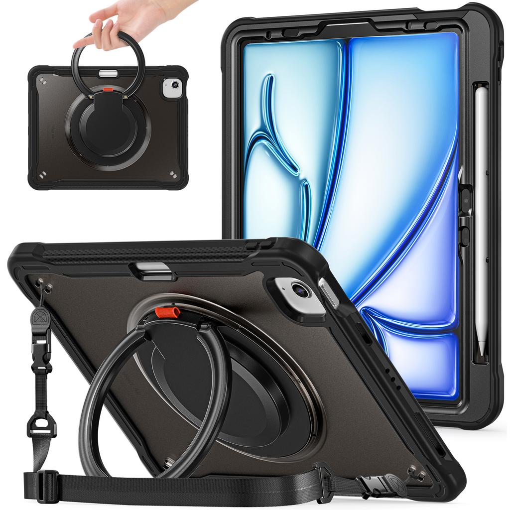 For iPad Air 11 (2025)/(2024)/Air (2022)/(2020)/Pro 11 (2022)/(2021)/(2020)/(2018) Kickstand Cover with Shoulder Strap