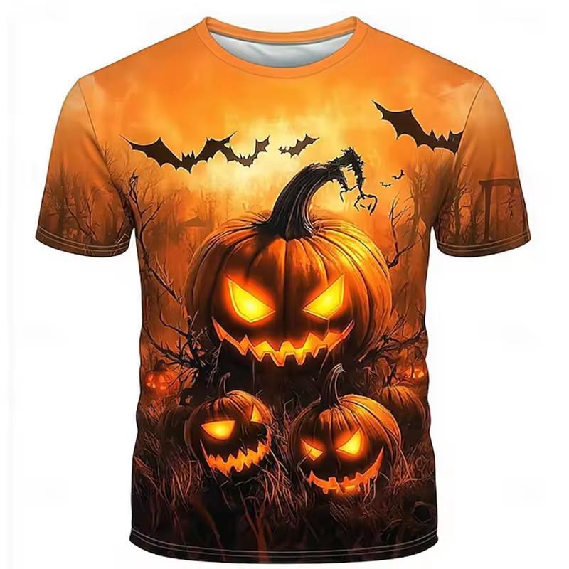 New 3D printed trendy casual round neck short sleeved Halloween T-shirt top