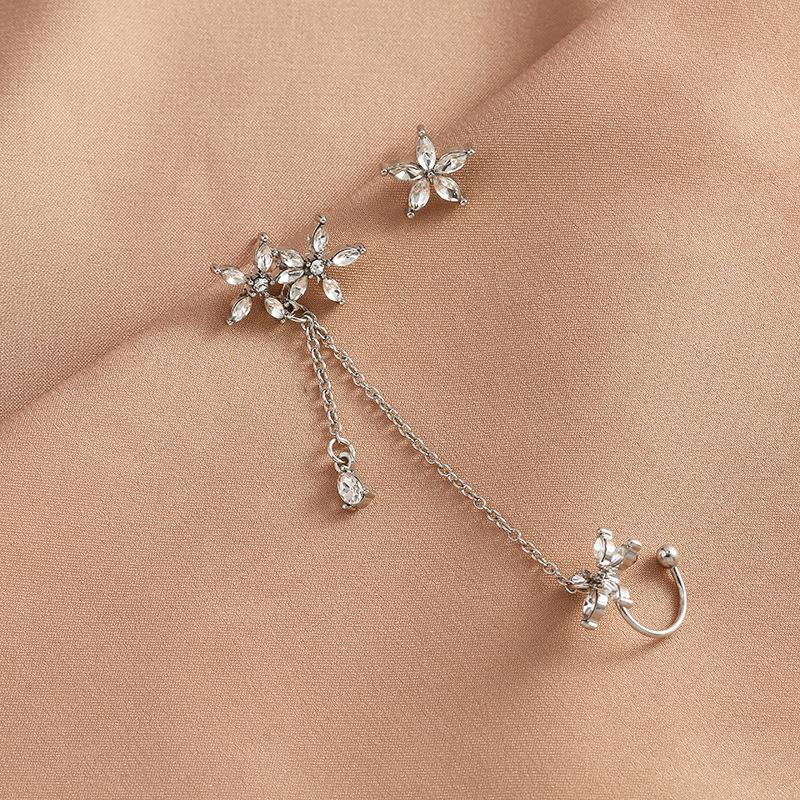 

2023 Асимметричные серьги-пусеты с цветком - Темпераментный кафф для уха и ювелирные изделия для личности из серебра 925 пробы, B503