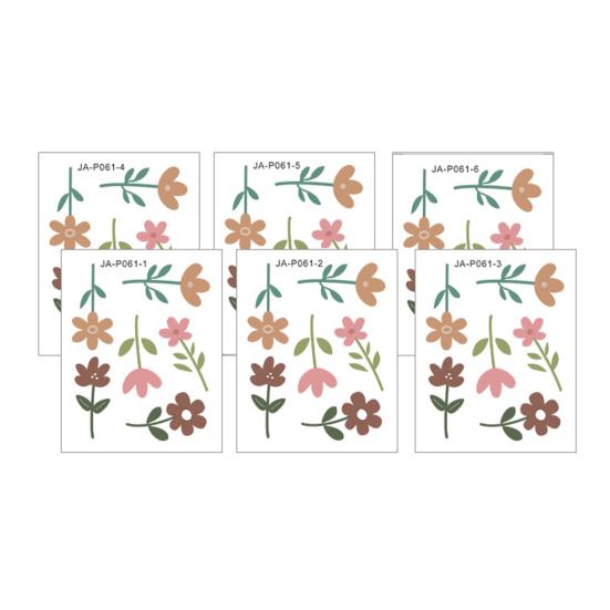 6Pcs Wall Decals, Flower Print Wall Stickers, Self-Adhesive Removable Waterproof Wall Decals for Home Bedroom Living Room Kids Room
