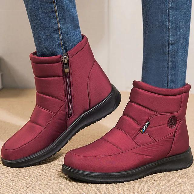 Fashion Women's Boots 2024 Winter Shoes For Women Ankle Boots Warm Fur  Waterproof Low Heels Snow Boots Winter Flat Shoes