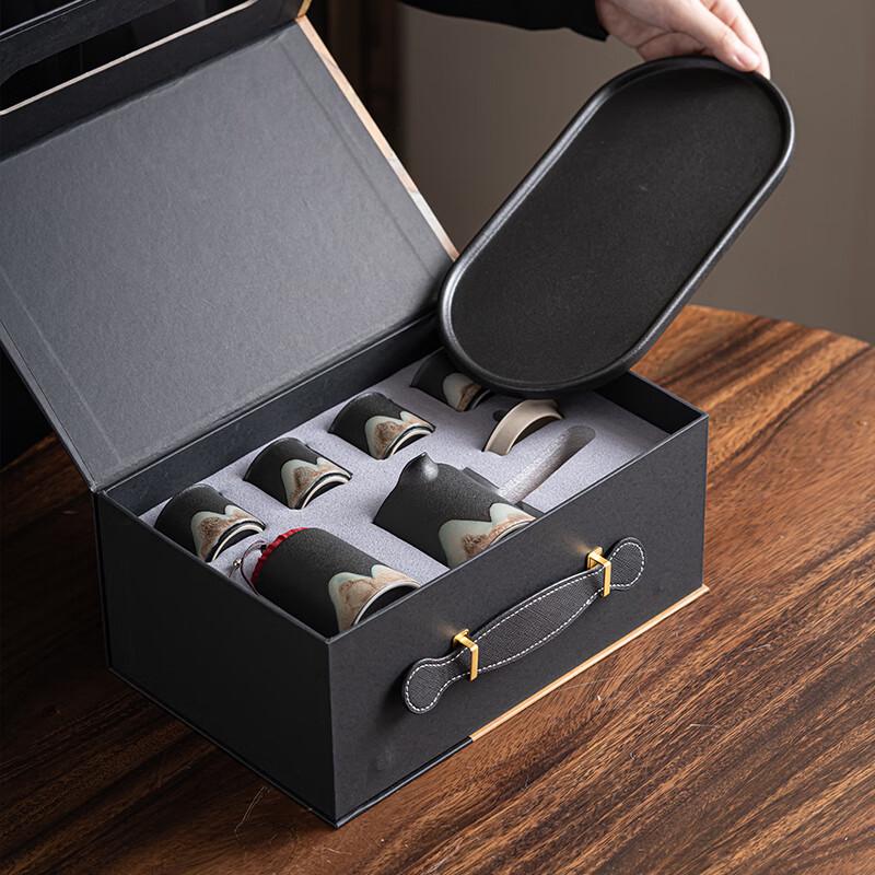 Su's Ceramic Hand-painted 'Rivers & Mountains' Kung Fu Tea Set