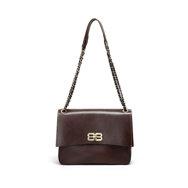 Women'S Bag Trendy Cowhide Shoulder Bag Fashionable Versatile Leather Women'S Bag Small Square Bag Messenger Bag