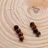 Tiger Eye 925 Silver Threader Earrings, Natural Gemstone Women Handmade Fringe Earrings