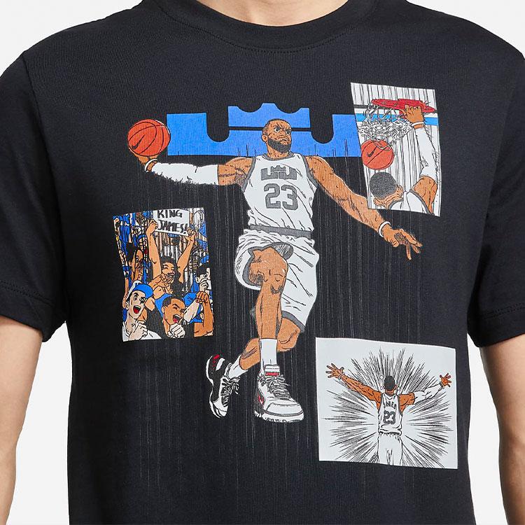 Nike Cartoon LeBron James Dunk Print Sports Crew Neck T-Shirt Men Tops Black DD0789-010