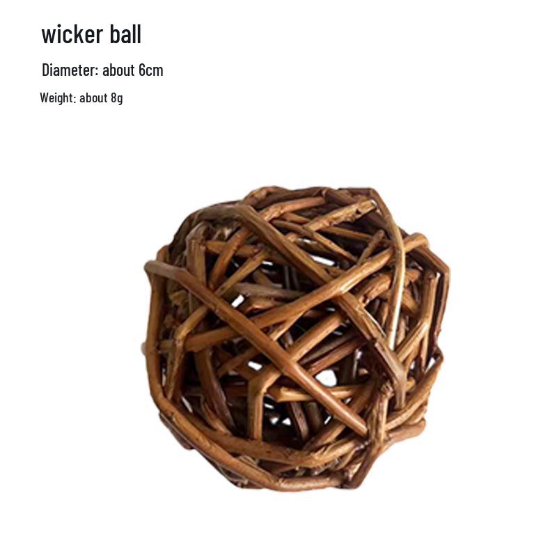Natural Handmade Woven Rattan Teething and Chew Toy for Rabbits, Hamsters, and Chinchillas - Boredom Relief Ball