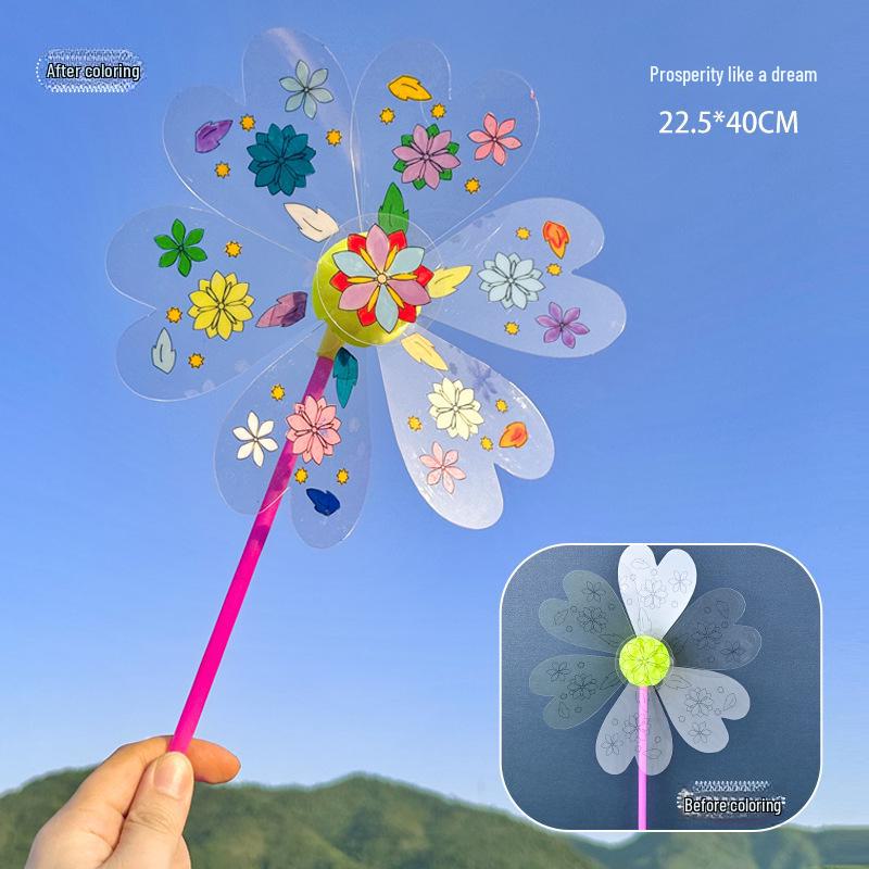 Large Transparent PVC Rotating Windmill - DIY Handmade for Children Outdoor Decoration