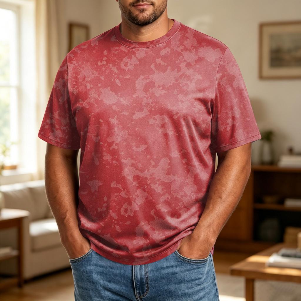 Men's Big Size Comfortable Breathable Casual Loose Fit T-Shirt Soft Fabric Crew Neck Short Sleeve Top for Everyday Wear
