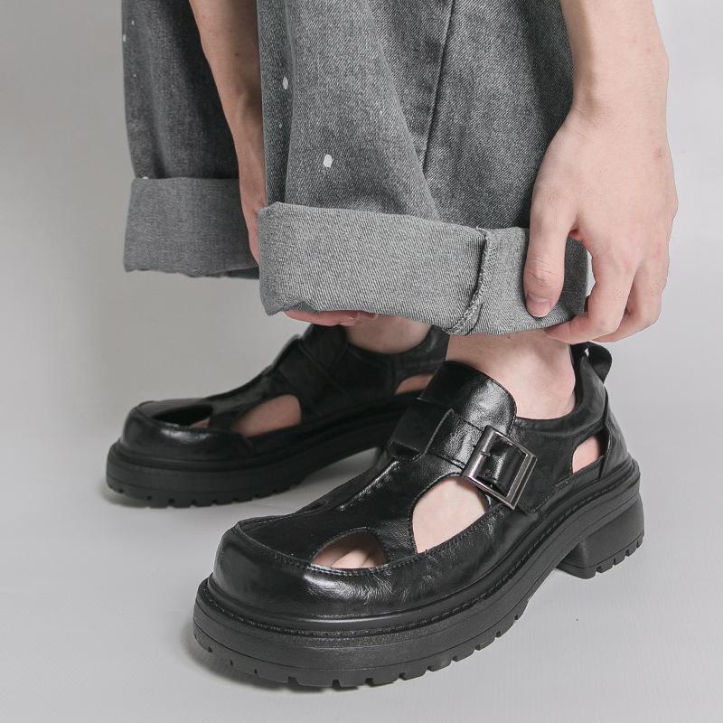 Men's Summer Casual Closed-Toe Perforated Sandals - Outdoor Business Buckle Design