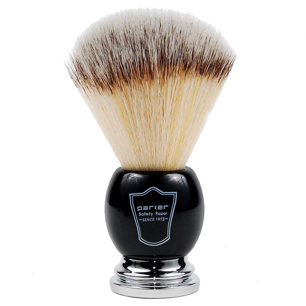 

Помазок для бритья Parker Deluxe Synthetic Silver Tip, черная и хромированная ручка, узел 22 мм, без использования материалов животного происхождения, BCSY