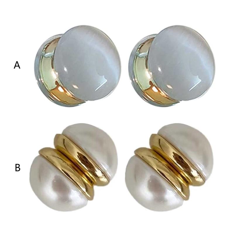Fashion Elegant Cat-Eye Stone Magnetic Ear Clip for Women Weight Loss Acupoints Stud Earrings Without Piercing Jewelry